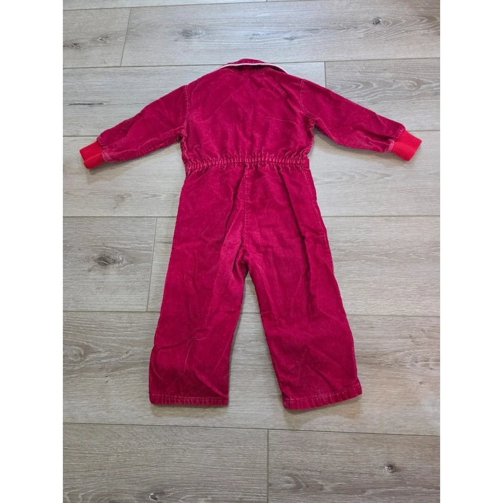 Vintage 70s Montgomery Ward Baby Corduroy Romper Body Suit Red Zipper Toddler 2T